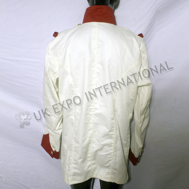 Napoleonic British jaket White with Red collar and cuff Brass plain buttons