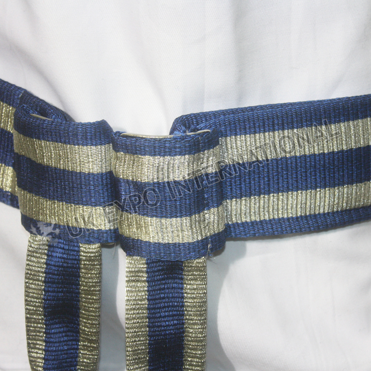 	Army Sash Waist Belt Blue silk with Silver bullioln Waist Sash