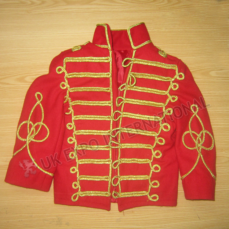 Baby and boy size Red color Hussar Jacket with Golden Cord