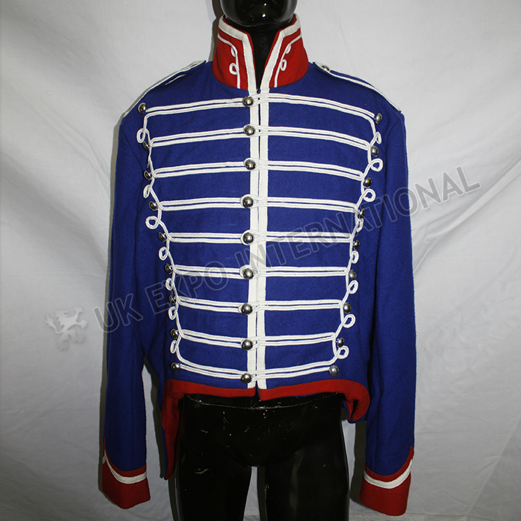 Blue Karoko hussar jacket with red Collar and cuff