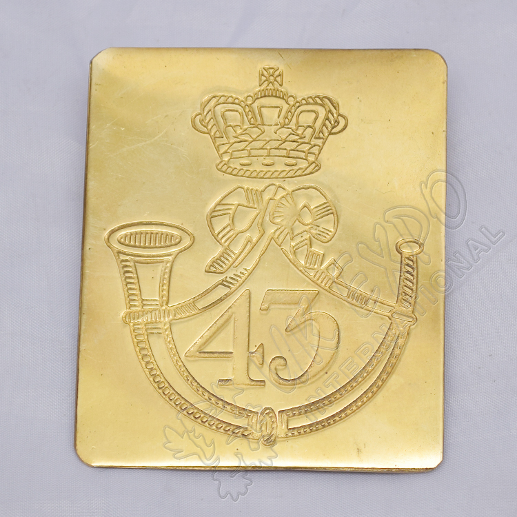 Brass 43rd Brass Chest Plate Crown and Bugle 75mm by 65mm Size