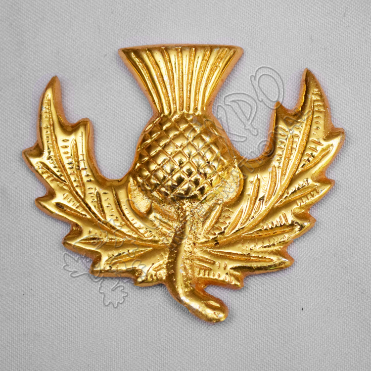 Brass Thistle Metal Badge