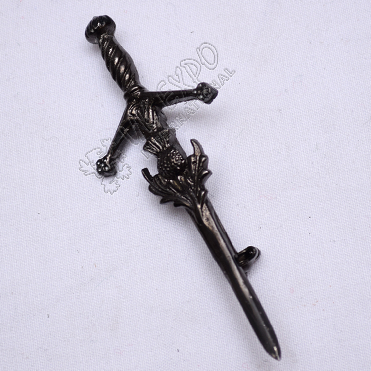 Celtic Sword Thistle Black Color Kilt Pins