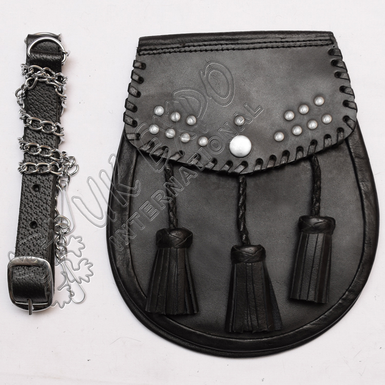 Cow Hide leather Eadge Work on Flap with Studs and hand made Tessels