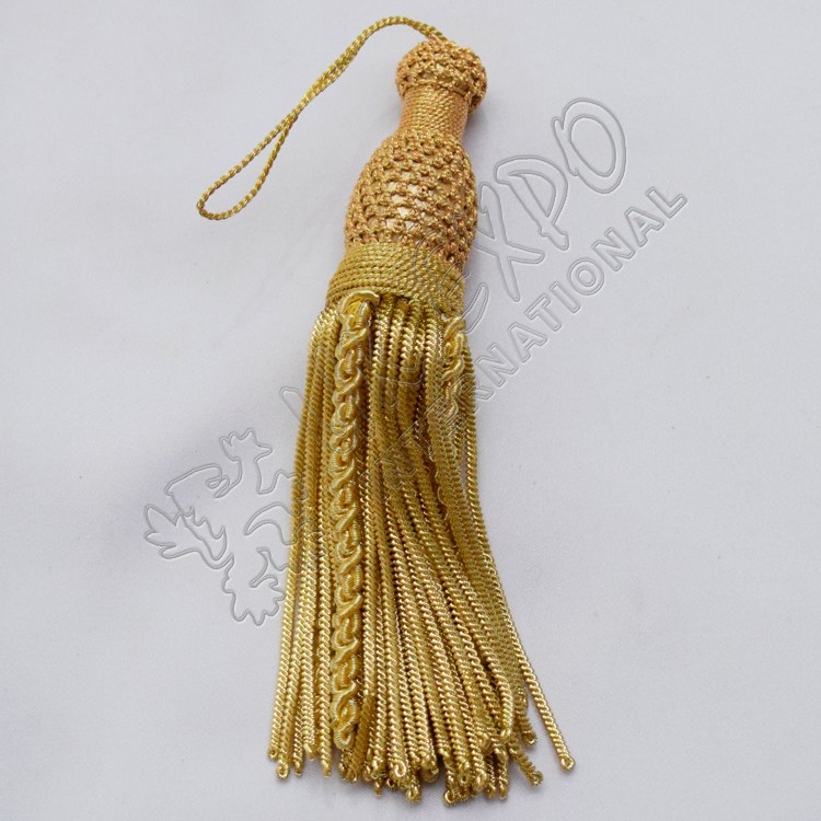 Gold bullion tessel long fringed hand made