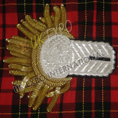 Golden Frings and Gernade Silver Embroidery Shoulder/Epaulette
