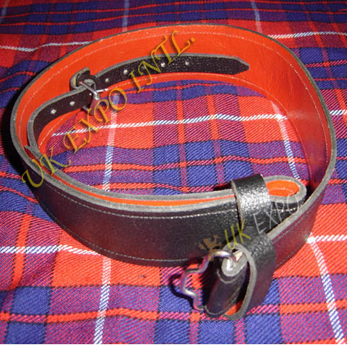 Graint Leather Kilt Waist Belt Red Backing