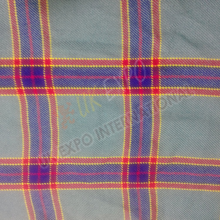 Grey,yellow,red and blue color tartan