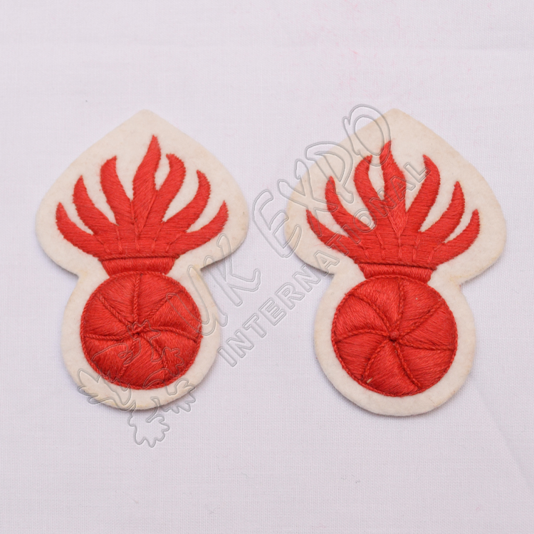 Hand Embroidery Off White and Red Grenade Badge