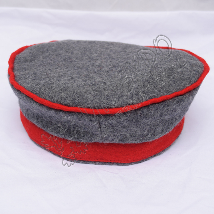 Historical Gray and Red Balmoral Hat