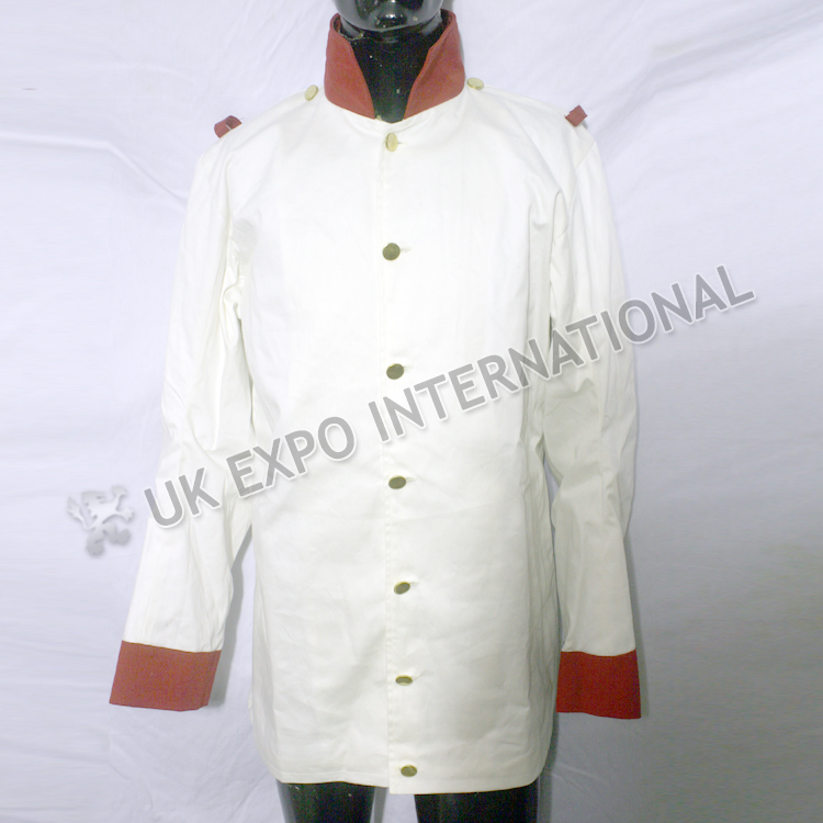 Napoleonic British jaket White with Red collar and cuff Brass plain buttons