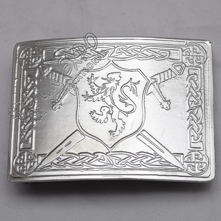 Rampart lion Shield Buckle with Celtic Knot work 
