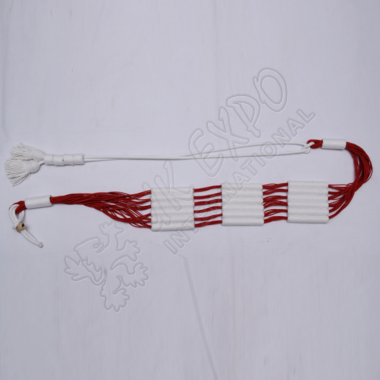 Red and White color cotton Russian braid barrel sash