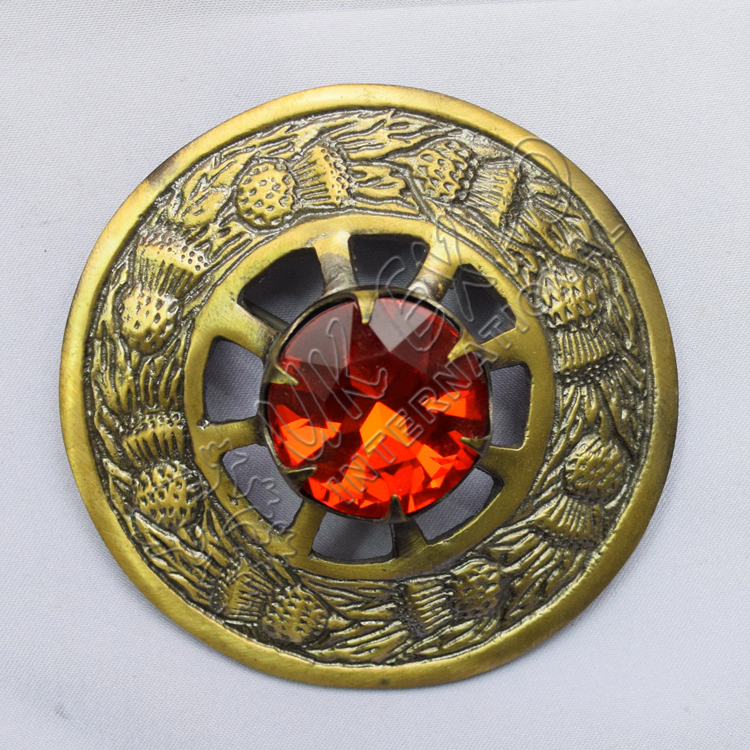 Ruby Stone brass antique Brooches