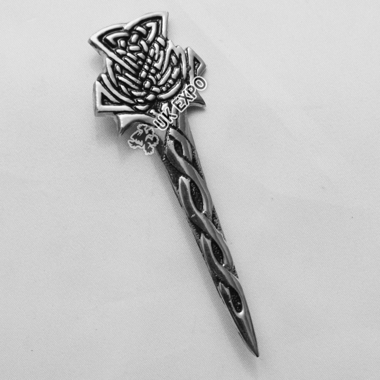 Scottish thistle Kilt Pin with Black Color Filling