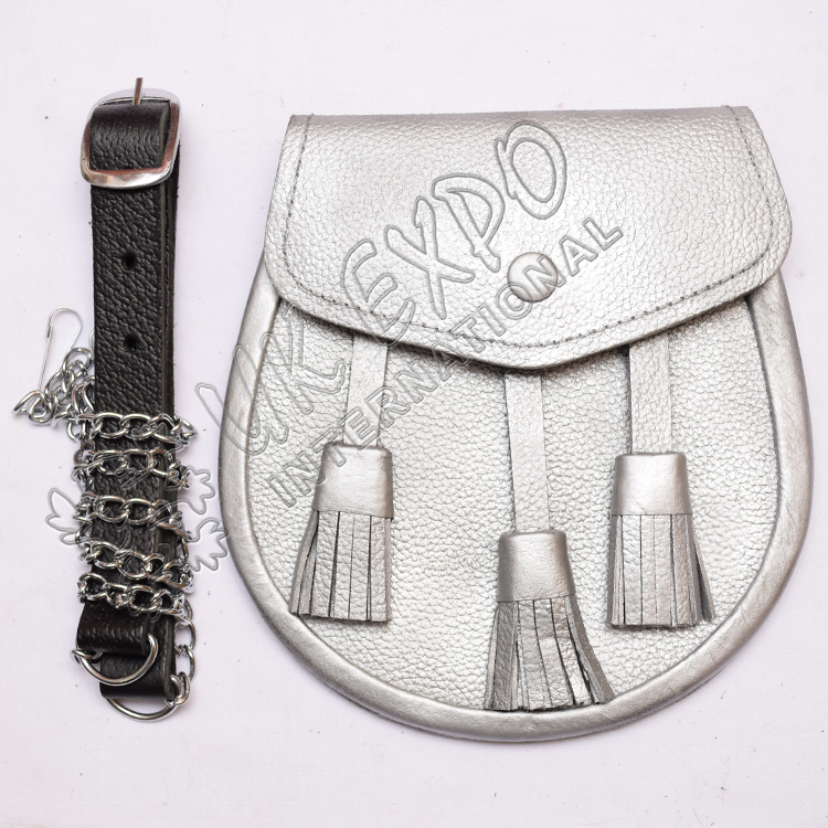 Silver Leather Three Tessel Sporran