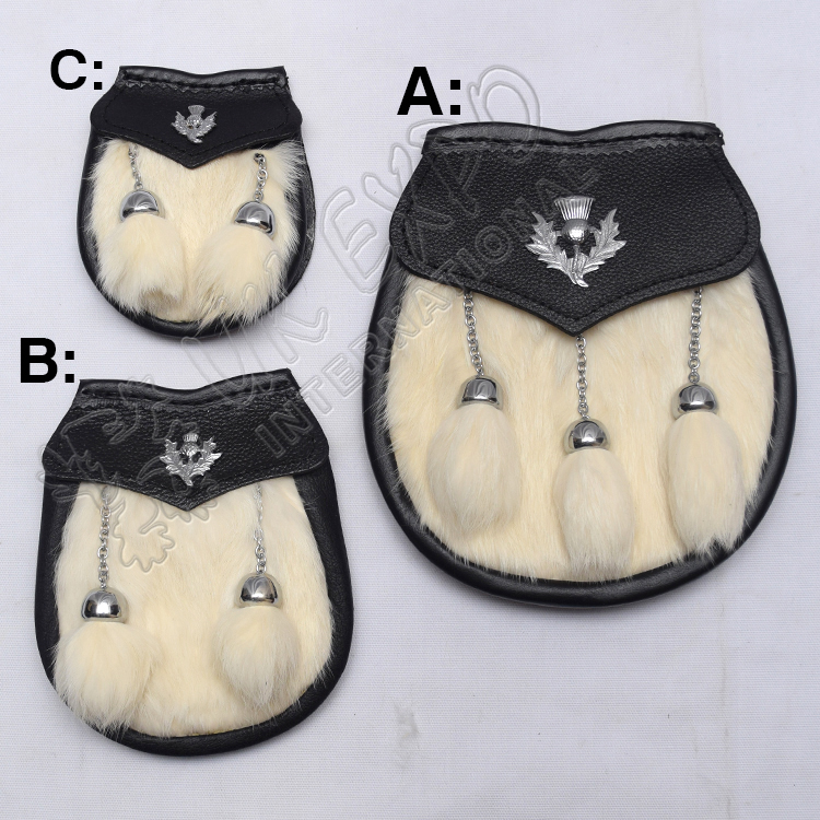 White Fur Family Pack 3 different sizes Sporrans