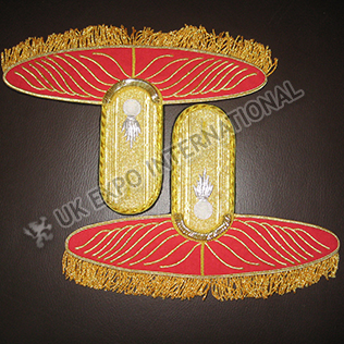 Red with Gold Bullion Braid White color Grenade badge Shoulder / Epaulets