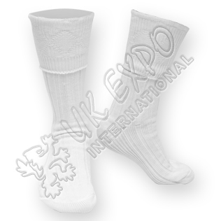 Rhombus Cuff White Color Kilt Woolen Socks