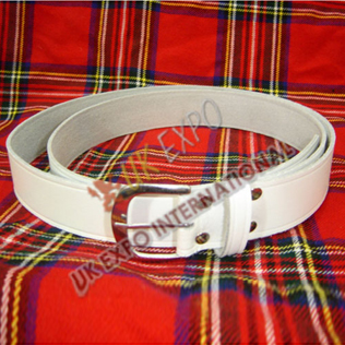 White Waist Belt Round Buckle 1.5 inches wide