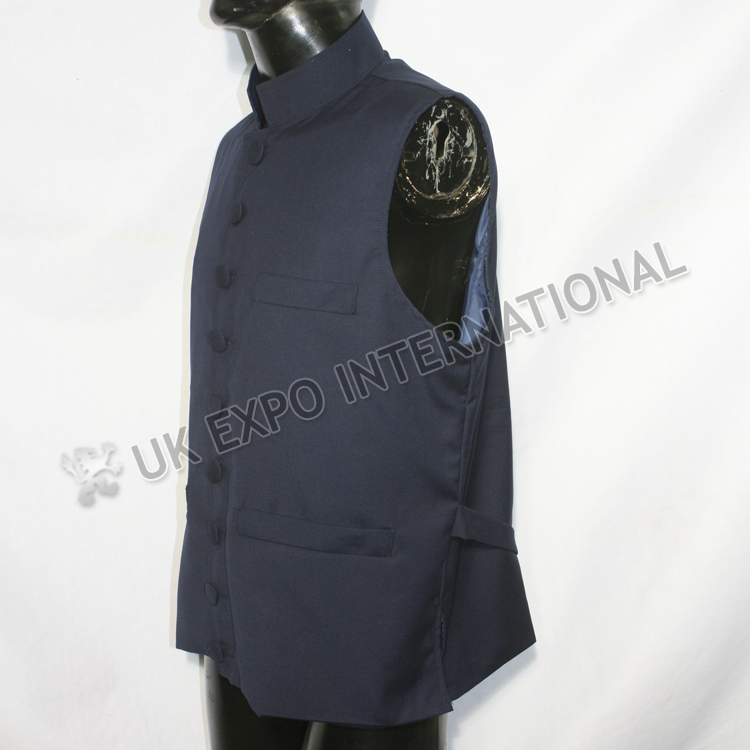 Dark Blue Vest Coat with Buckle Adjustment