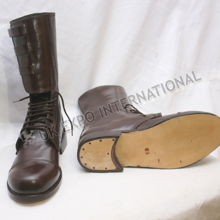 Brown leather Military Long boot
