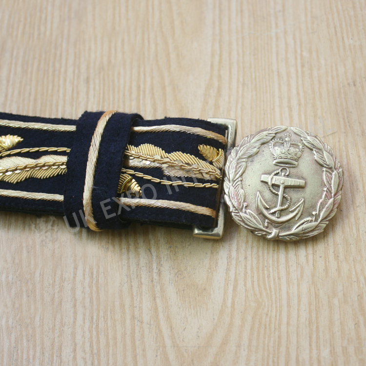 1902 Royal Navy Admirals Waist Belt with Gold Bullion Hand Embroidery