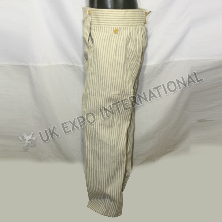 civil war trouser strip material with wooden buttons back side leather lace