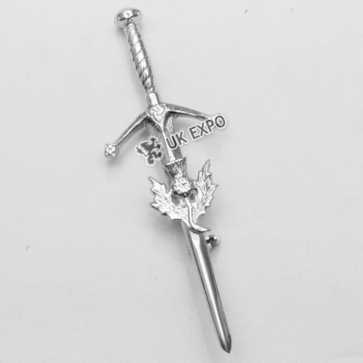 Thistle with round shape sword kilt pin A-Large