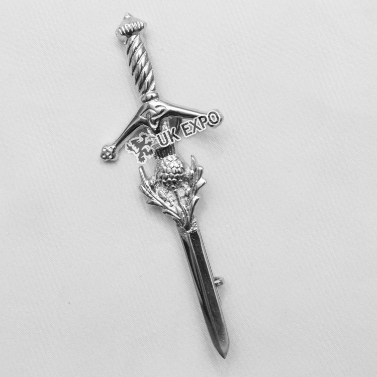 Thistle with round shape sword kilt pin B-Small