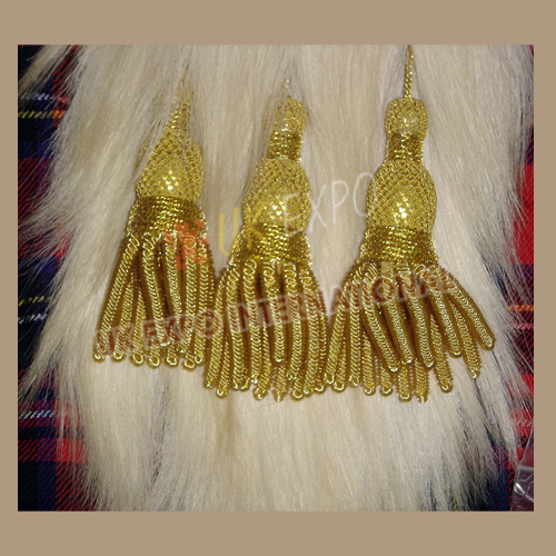 XXII Gold Office Himalian Goat Skin Sporran with Golden Tessels and Gold Plate