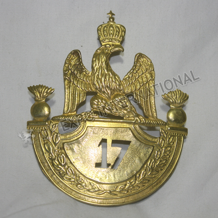 French Grenadier 1812 Shako Plate Brass 17th Regiment