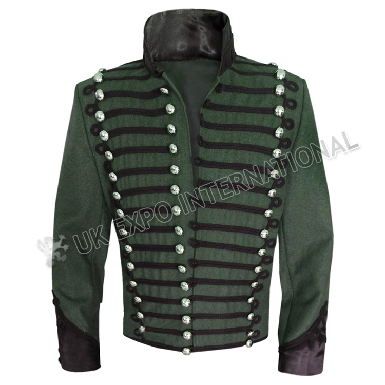95th Rifles Jacket Green Color And Black Braid with Silver Doom Botton