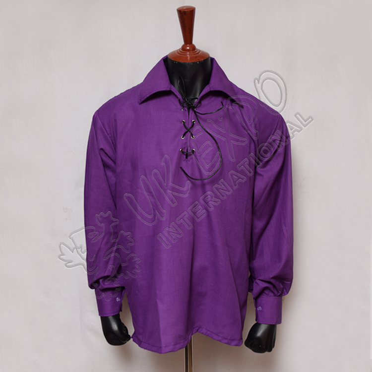  Purple Mens Scottish Highland Jacobite Shirts Jacobean Ghillie