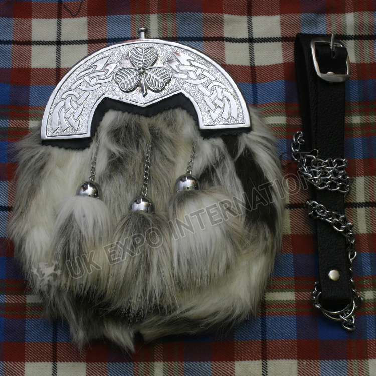 Artificial multi color fur with Celtic cantel dress sporran