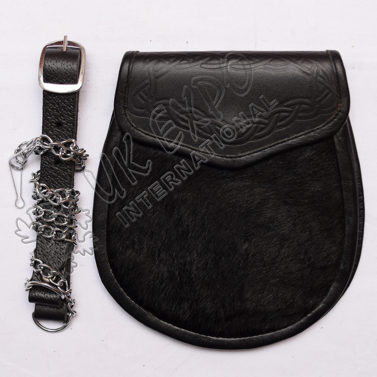 Black Cow Skin and celtic embossed on flap