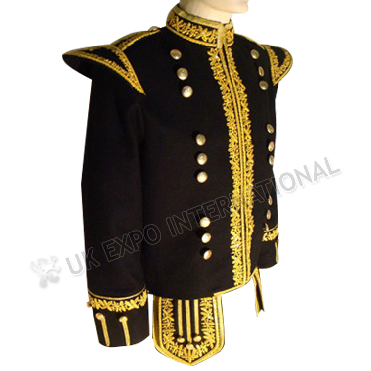 Black Doublet with gold bullion Embroidery and gold Braid and cold