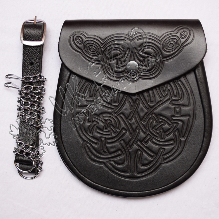 Black Embossed Leather Sporran 