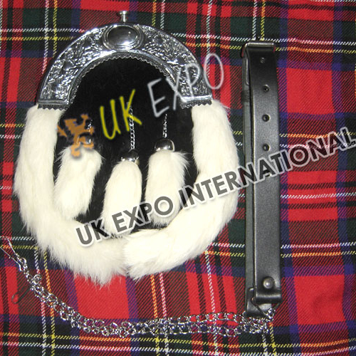 Black Fur with White Border Fur with Belt and Chain