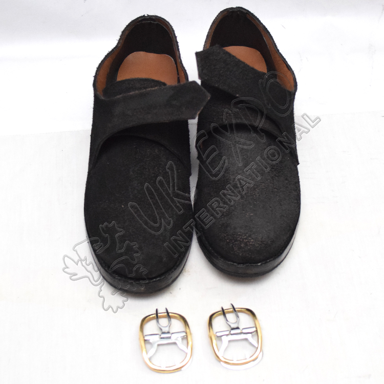 Black Leather Ghillie Brogues Shoes Out Ruff Side