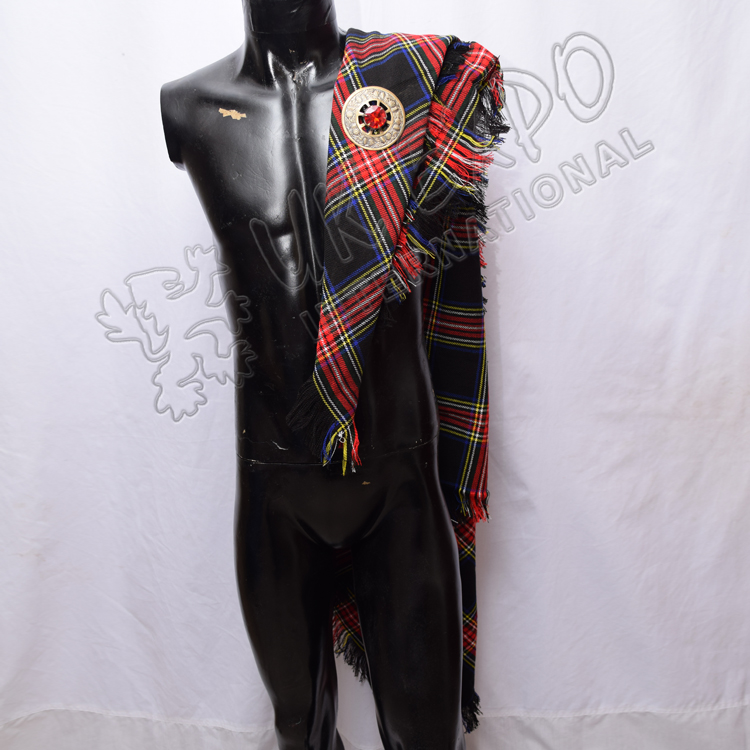 Black Stewart Tartan Drummer and Pipers Fly Plaids