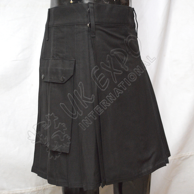 Black Utility Kilt With 2 side pockets