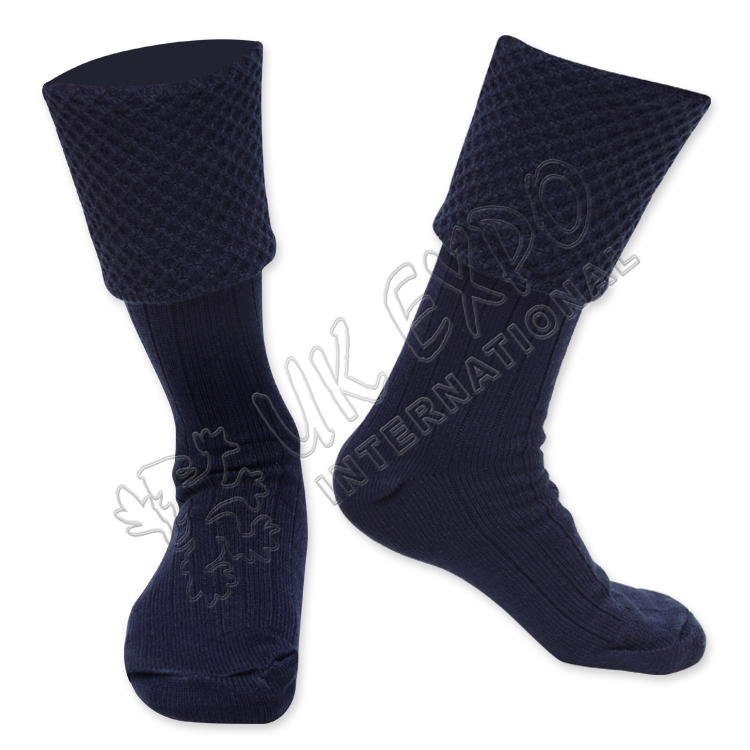 Diamond Cuff Men Dark Blue Scottish Highland Wear Kilt Hose Socks