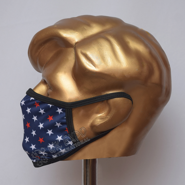 Blue With White and Red Star Sublimated Cotton Mask