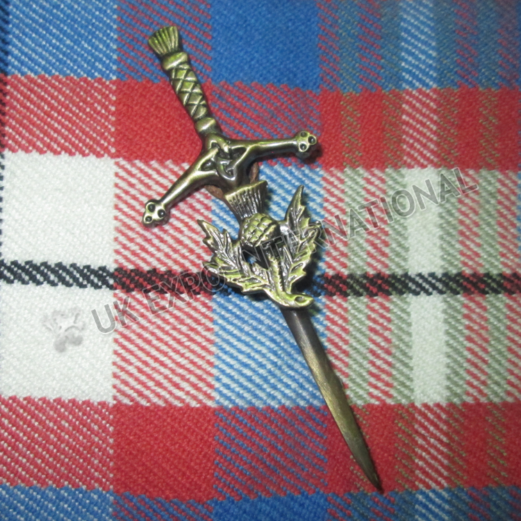 Brass Antique Clan tree Kilt Pin