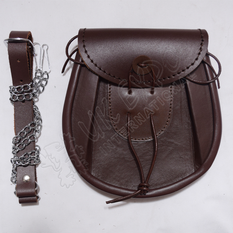 Brown Color Two-Tone Sporran Leather Embossed