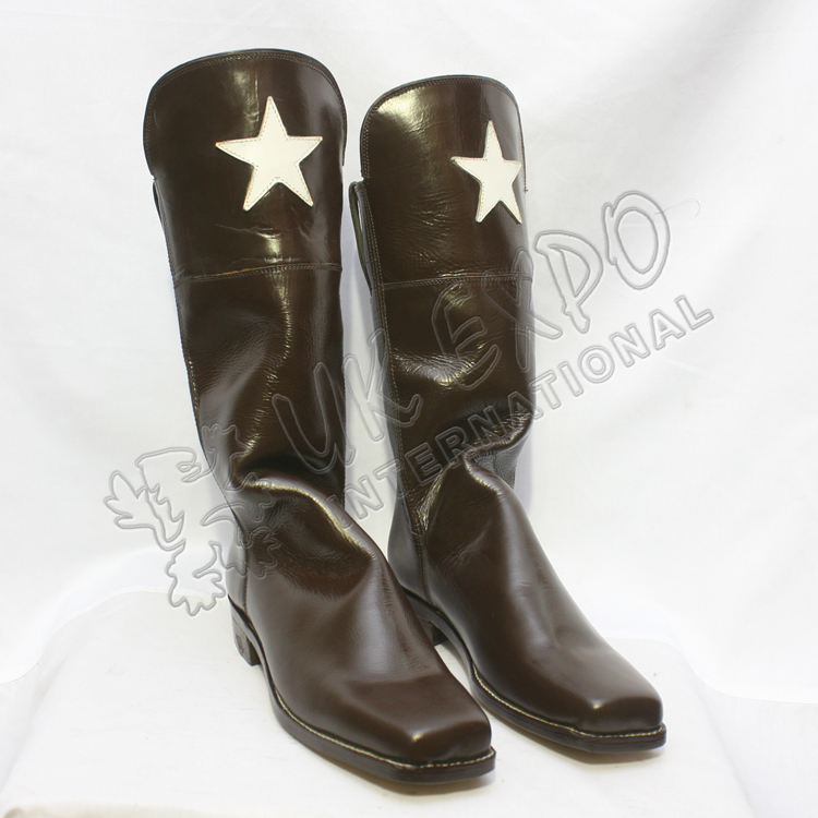Brown Horse Riding Civil War Boot With Start on The Top