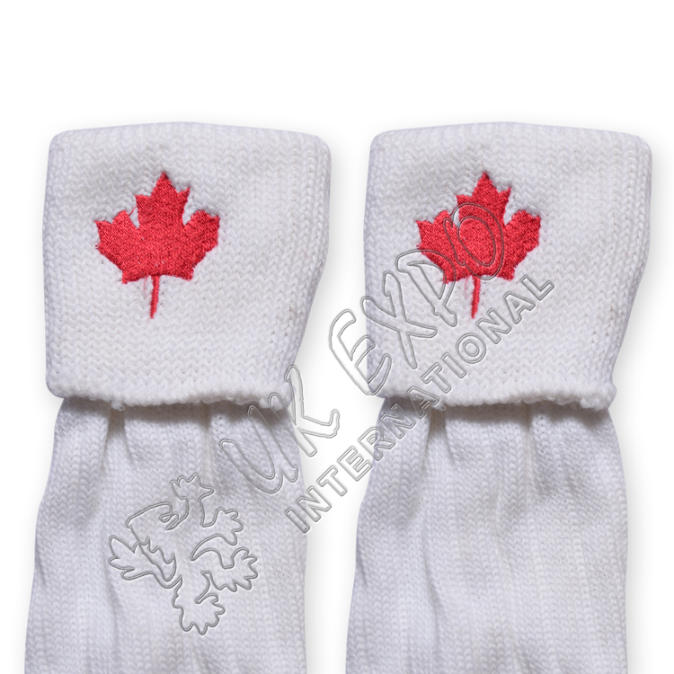 Canadian Flag Embroidery on Kilt Socks