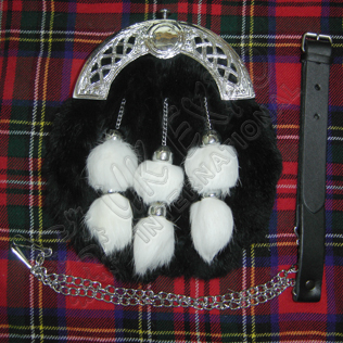 Celtic Cantle Black rabbit furr and White Tessels
