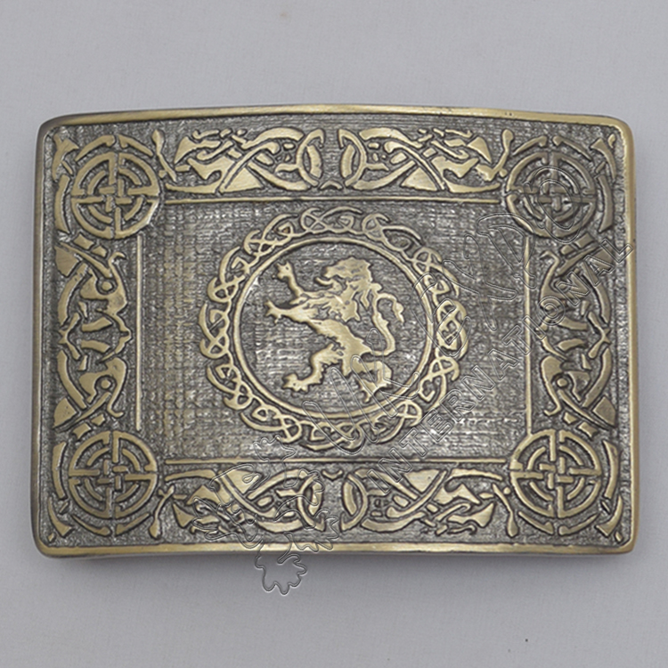 Celtic Rampart Lion Brass Antique Kilt Belt Buckle 